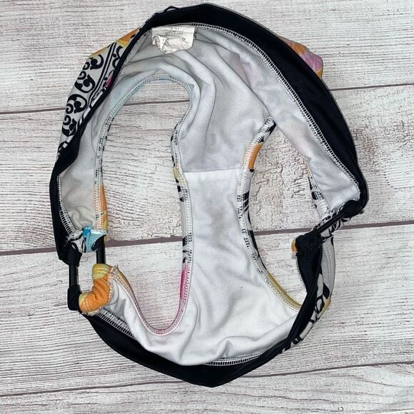 Tropical print floral 2 piece bikini w/criss cross back tie string sz M women - Picture 5 of 11